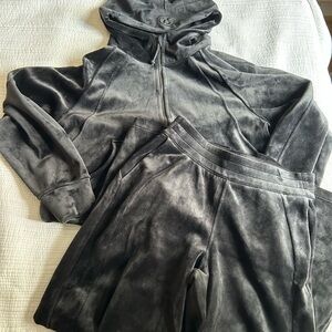 Lululemon velvet scuba set in black full zip hoodie and wide leg pants NWOT